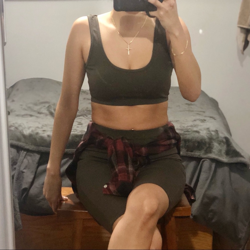 Fashion Nova Biker Short Set - Army Green
